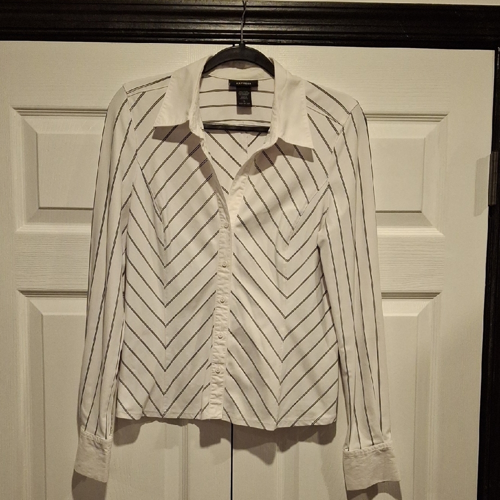 Chic Chevron Striped Button Down Shirt - image 1